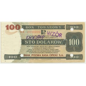 Pewex, 100 dolarów 1979 - WZÓR - HK 0000000 - NIENOTOWANY