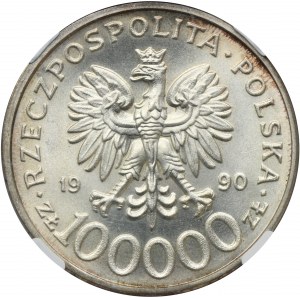 100.000 złotych 1990 Solidarność - TYP C - NGC MS68