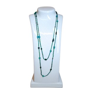 Long necklace / sautoir green and blue