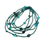 Long necklace / sautoir green and blue