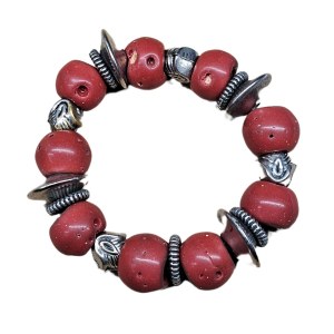 Coral and silver bracelet