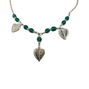 Necklace with three heart-shaped pendants