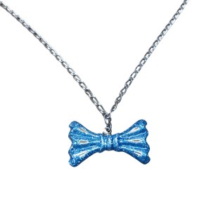 Necklace with blue bow pendant