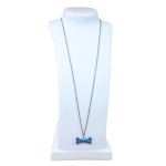 Necklace with blue bow pendant