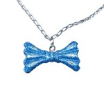 Necklace with blue bow pendant