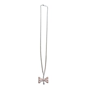 Necklace with glitter bow pendant