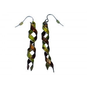 Green and brown pigtail earrings