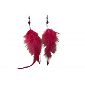 Red feather earrings