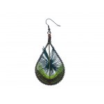 Green teardrop-shaped spring earrings