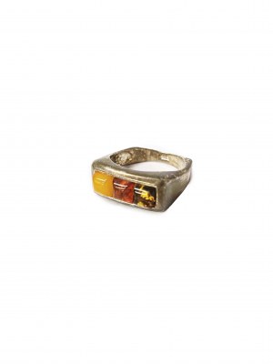 Silver ring with amber (925)