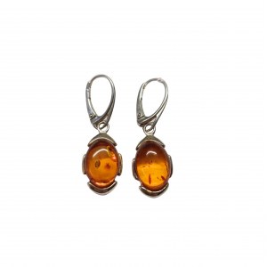 Boucles d'oreilles pendantes en argent avec ambre