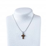 Silver chain with amber cross (925)
