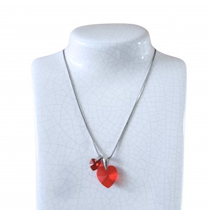 Silver chain (925) with two Swarovski hearts
