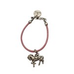 Lot de deux bracelets avec des chevaux sur un cordon noir et rose