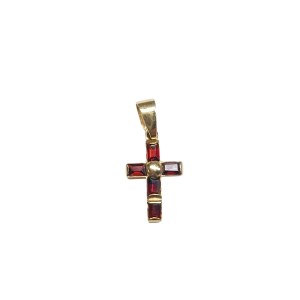 Gold cross with amber