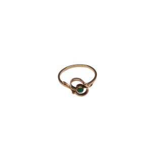 Złoty pierścionek z zielonym turkusem