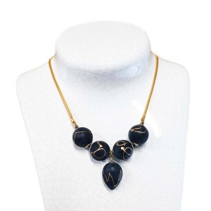 Necklace with black beads