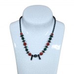 Vintage náhrdelník (hematit, malachit, koral)