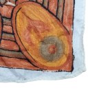 Tragetuch in Orangetönen mit einem gemalten Blumenmotiv