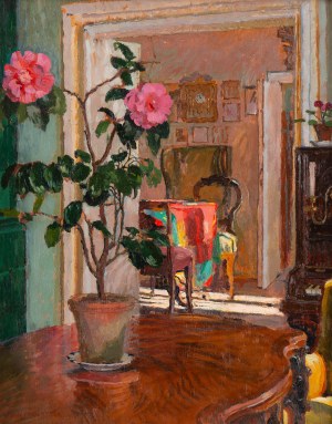 Józef Mehoffer (1869 Ropczyce - 1946 Wadowice), Wnętrze salonu, około 1916