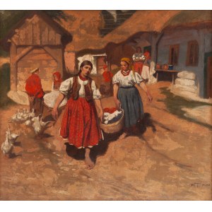 Włodzimierz Tetmajer (1862 Harklowa - 1923 Kraków), Washerwomen (Girls carrying a basket of laundry), 1910