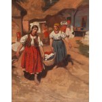 Włodzimierz Tetmajer (1862 Harklowa - 1923 Kraków), Praczki (Dziewczyny niosące kosz z praniem), 1910