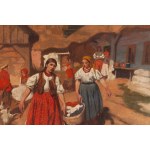 Włodzimierz Tetmajer (1862 Harklowa - 1923 Kraków), Washerwomen (Girls carrying a basket of laundry), 1910