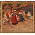 Włodzimierz Tetmajer (1862 Harklowa - 1923 Kraków), Washerwomen (Girls carrying a basket of laundry), 1910