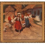 Włodzimierz Tetmajer (1862 Harklowa - 1923 Kraków), Praczki (Dziewczyny niosące kosz z praniem), 1910