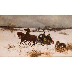 Włodzimierz Łoś (1849 Sławuta - 1888 München), Jagd mit Windhunden, 1884