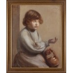 Amelia Paleczna (1870 Kraków - 1953 Kraków), Portret dziewczynki z glinianym koszyczkiem, 1929 (?)