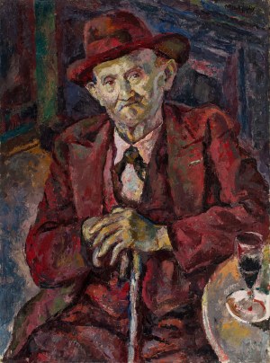 Maurycy (Maurice) Mędrzycki (Mendjizki) (1890 Łódź - 1951 St. Paul de Vance), Portret mężczyzny z kieliszkiem wina, lata 30.-40. XX w.