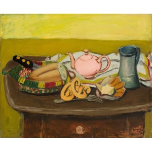 Henryk Hayden (1883 Warsaw - 1970 Paris), Still Life with Bread and Teapot (Pain et théière), 1947