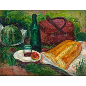 Jean (Jan Miroslaw Peszke) Peske (1870 Golta, Ukraine - 1949 Le Mans, Frankreich), Frühstück im Gras (Déjeuner sur l'herbe, Nature morte au pain).