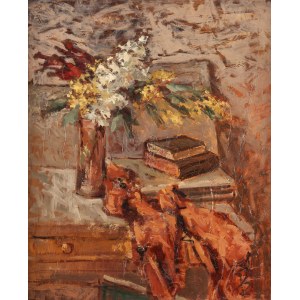 Benn Bencion Rabinowicz (1905 Białystok - 1989 Paryż), Martwa natura z książkami i bukietem kwiatów