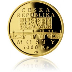 Česká republika (1993-), 5000 Kč 2012 - Barokní most v Náměšti nad Oslavou kapsle, or