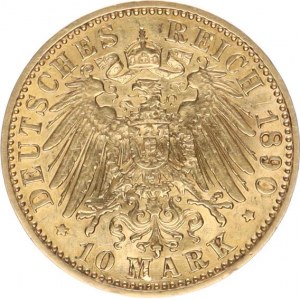 Prusko, Wilhelm II. (1888-1918), 10 Mark 1890 A KM 520 R 3,907 g