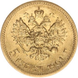 Rusko, Mikuláš II. (1894-1917), 5 Rubl 1901 FZ Y. 62 4,275 g, nep. hr.