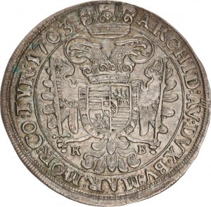 Leopold I. (1657-1705), 1/2 Tolar 1703 KB Husz. -, minc. zn. výš, po stranách vnit