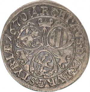 Leopold I. (1657-1705), 3 kr. 1670 b.zn., Štýrsko Graz var.: R. I. S. () . A. G. 