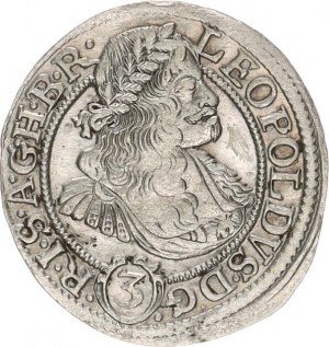 Leopold I. (1657-1705), 3 kr. 1674 FIK, Opolí-Kirschenhofer jako MKČ 1664, ale bez stuh