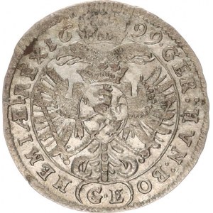 Leopold I. (1657-1705), 3 kr. 1699 GE, Praha-Egerer MKČ -, písmeno V ve jménu, obou