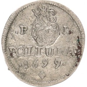 Leopold I. (1657-1705), Poltura 1699 P H jako Husz. 1483, hladký kruh kolem poprsí