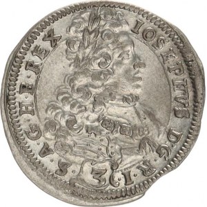 Josef I. (1705-1711), 3 kr. 1706 C-H / C HS, Bratislava-Hunger Husz. 1577 var. kres