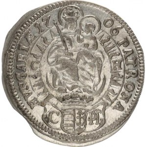 Josef I. (1705-1711), 3 kr. 1706 C-H / C HS, Bratislava-Hunger Husz. 1577 var. kres