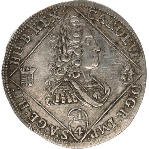 Karel VI. (1711-1740), 1/4 Tolar 1732 NB, Velká Baňa jako Husz. 1623 opis: CO: TYR: