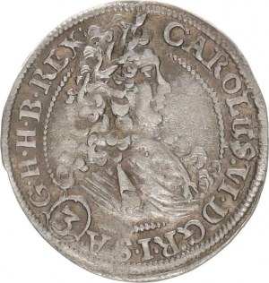 Karel VI. (1711-1740), 3 kr. 1712 FN, Vratislav-Nowak MKČ 1925 var.: R. I. S. A.() G.