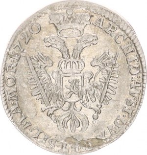 Karel VI. (1711-1740), 3 kr. 1720 b.zn., Praha-Scharff MKČ 1835 1,622 g