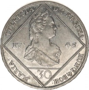 Marie Terezie (1740-1780), 30 kr. 1745 b.zn., Štýrsko Graz 