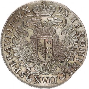 František Lotrinský (1745-1765), XVII kr. 1762 P-R, Praha-Erdmann, mír. kraj. stř.